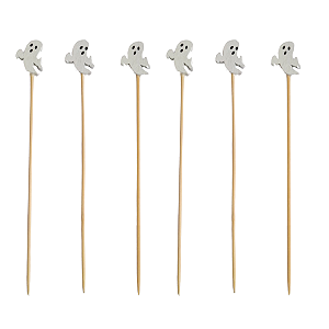 Pick Palito de Bambu Petisco Fantasma Halloween 20un 13cm