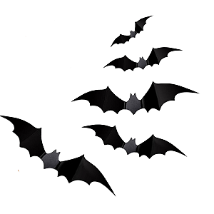 Kit Morcegos 3D em PVC Halloween 12 unidades