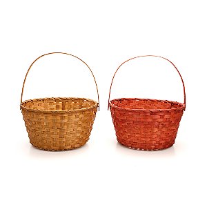 Cesta Bambu Redonda Alça Dobrável Páscoa Decoração Enfeite