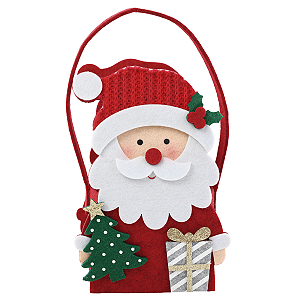 Bolsinha de Feltro Papai Noel Presente 18cm 1un