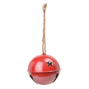Enfeite Pendurar Guizo Vermelho Estrelas Vazada 12cm 1un