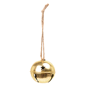 Enfeite Pendurar Guizo Dourado Estrelas Vazada 7cm 1un