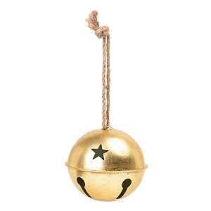 Enfeite Pendurar Guizo Dourado Estrelas Vazada 10cm 1un