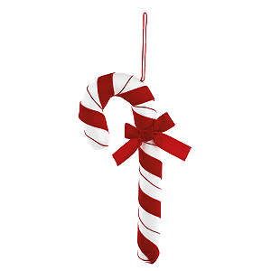 Enfeite Pendurar Bengala Listrada Vermelho e Branco 33cm 1un