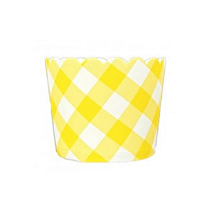 Forminhas para Cupcake Forneaveis Xadrez Vichy Amarelo 20un