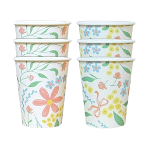 Copos de Papel Flores 240ml 08 Un