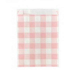 Saquinhos de Papel Xadrez Vichy Rosa 13x19cm - 20 uni