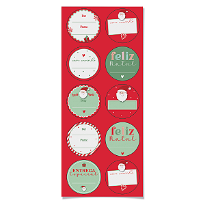 Adesivo Redondo Natal Joyful 4cm 10un