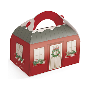 Caixa Maleta Redonda Guirlanda P/ Presente Natal 12x8x7 10un