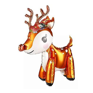 Balão Metalizado Rena Natal 60x52cm 1un