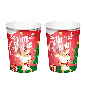 Copo Papel Papai Noel Merry Christmas 250ml 8un