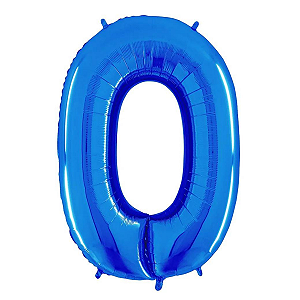Balao Metalizado Numero 0 Azul 40" 101cm  Cromus