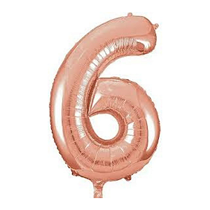 Balão Metalizado Numero 6 Rose Gold 40" 102cm Grabo