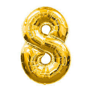 Balão Metalizado Numero 8 Dourado 40" 102cm Grabo