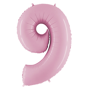 Balão Metalizado Numero 9 Rosa Bebê 40" 101cm Cromus