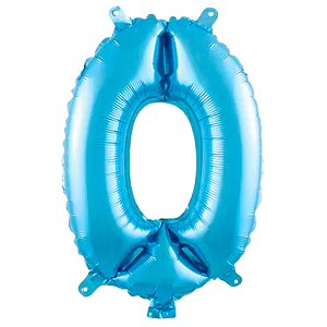Balão Metalizado Número 0 Azul 16 polegadas 41cm - Up Party