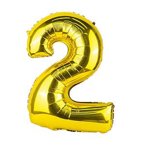 Balão Metalizado Numero 2 Dourado 16" 41cm Foil Balloon