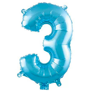 Balão Metalizado Número 3 Azul 16 polegadas 41cm - Up Party