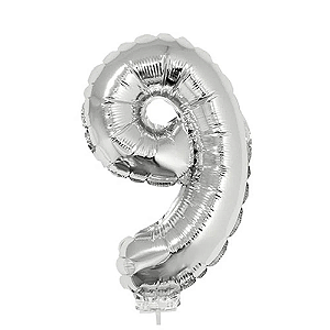 Balão Metalizado Número 9 Prata 16 polegadas 41cm - Foil Balloon