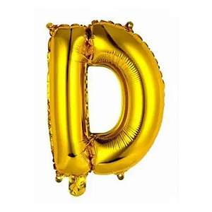 Balao Metalizado Letra D Dourado/Ouro 14" 35cm Cromus