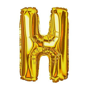 Balao Metalizado Letra H Dourado/Ouro 14" 35cm Cromus