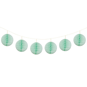 Guirlanda Mini Globo Colmeia De Papel 8cm Verde Menta 6Un