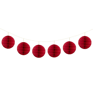 Guirlanda Mini Globo Colmeia De Papel 8cm Vermelho 6Un