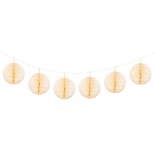 Guirlanda Mini Globo Colmeia De Papel 8cm Baunilha 6Un