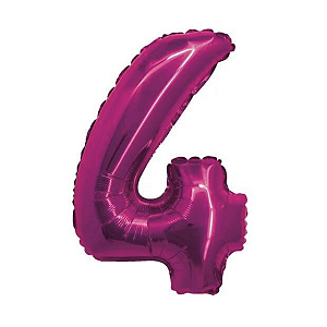 Balão Metalizado Numero 4 Pink 14" 36cm Grabo