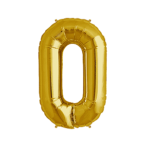 Balão Metalizado Numero 0 Dourado/Ouro 14" 36cm Grabo