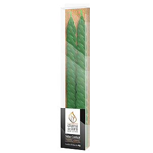 Vela Castiçal Torcida Verde 45g Ceia de Natal - 2 Unidades