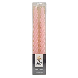 Vela Castiçal Torcida Rosa Blush 45g Ceia de Natal 2Unidades