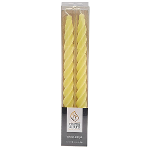Vela Castiçal Torcida Amarelo Candy 45g Ceia de Natal - 2 Un