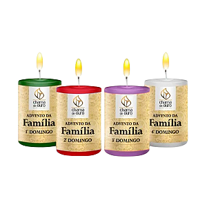 Kit 4 Velas 40g Advento de Natal Vermelha/Verde/Branca Lilás