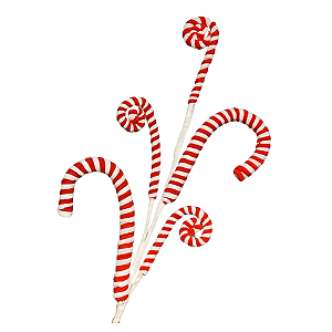 Galho Decorativo Natal Candy Cane Branco/Vermelho 65cm 1un