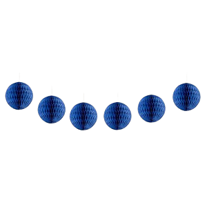 Guirlanda Mini Globo Colmeia De Papel 8cm Azul Espacial 6Un