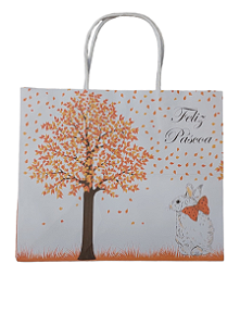 Sacola Feliz Pascoa Outono Laranja Unitario Decora