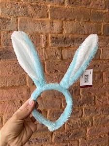 Tiara De Pelúcia Coelho Da Páscoa Azul Claro/branco 28 Cm