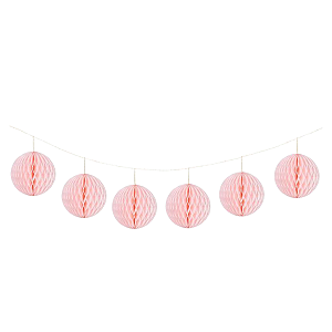 Guirlanda Mini Globo Colmeia De Papel 8cm Rosa Iogurte 6Un