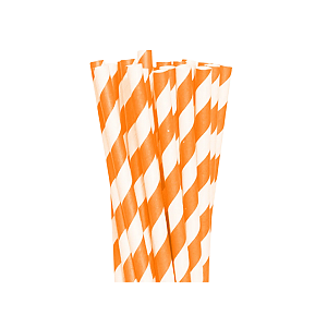 Canudos de Papel Listrado Laranja 20Uni