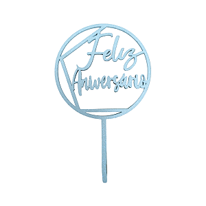 Topo Decorativo Eva Glitter Feliz Aniversario Azul Candy