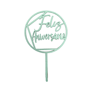 Topo Decorativo Eva Glitter Feliz Aniversario Verde Candy
