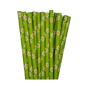 Canudo de Papel Margarida Verde 20UN