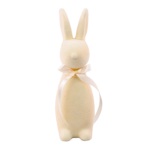 Coelho Decorativo Flocado Páscoa C/ Laço Baunilha 1Un