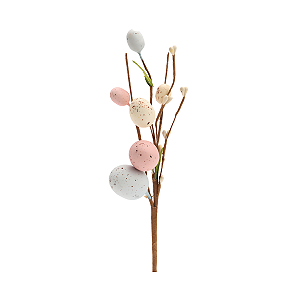 Galho Decorativo Páscoa C/ Ovinhos Coloridos 28cm 1Un