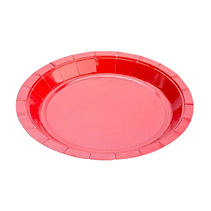 Prato Papel Vermelho Liso 18cm 10Un