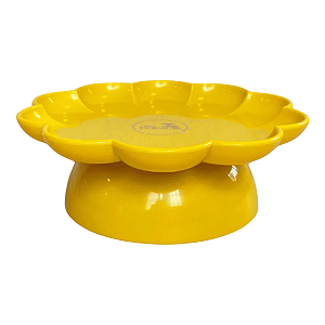 Bandeja Flower com pé 1un Amarelo Flor Só Boleiras