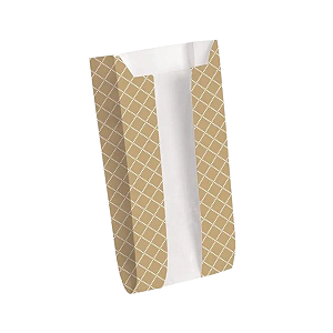 Saquinho de Papel C/ Visor P/ Doces Cliff Pardo 8x14cm 10Un
