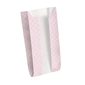 Saquinho de Papel C/ Visor P/ Doces Cliff Rosa 8x14cm 10Un