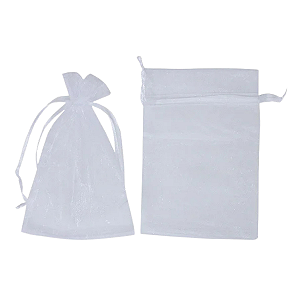Saquinho De Organza Branco C/ Fita 16X24Cm 10Un